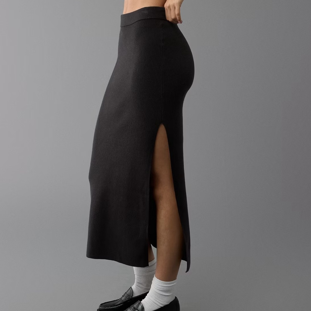 Abercrombie & Fitch Sweater Ribbed MIDI Skirt with Slit